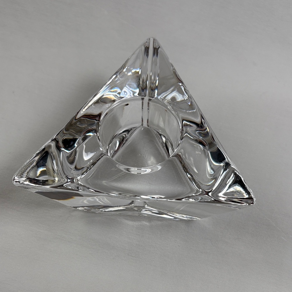 Orrefors Crystal Triangular Votive Candle Holder - Vintage